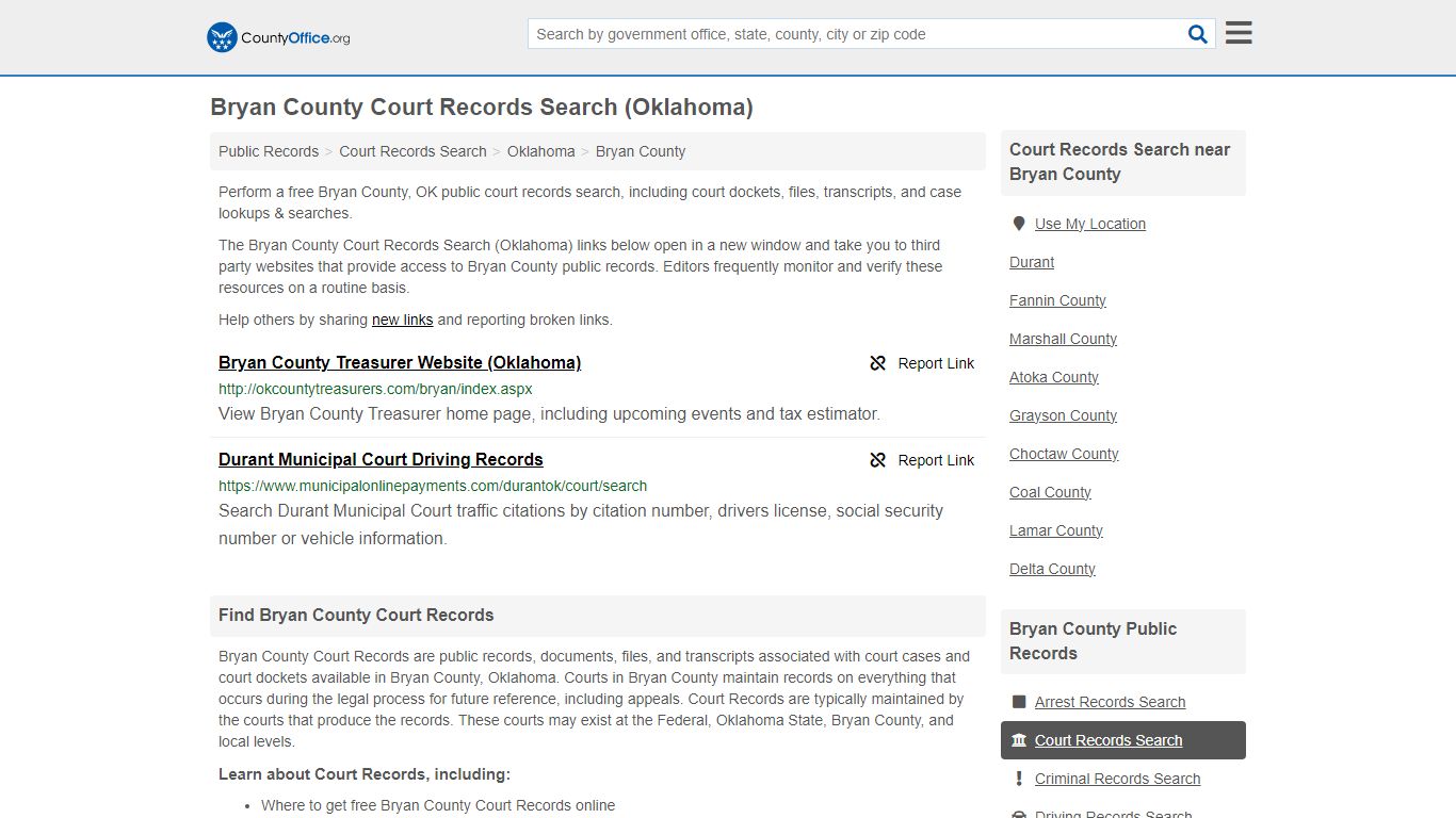 Bryan County Court Records Search (Oklahoma) - County Office